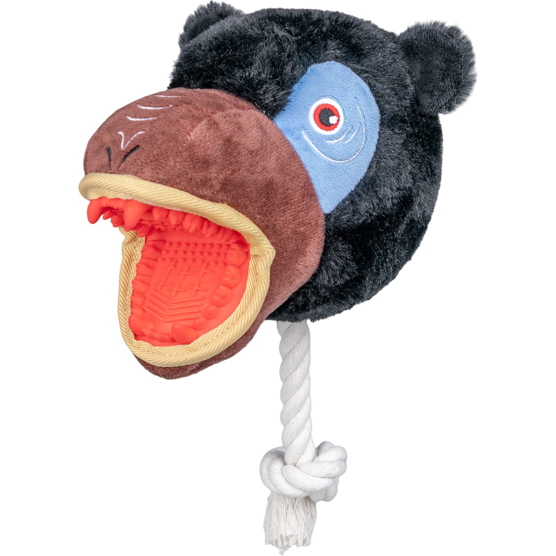 Indipets Angry Dog Monkey Squeaky Plush Dog Toy, 10.2-in