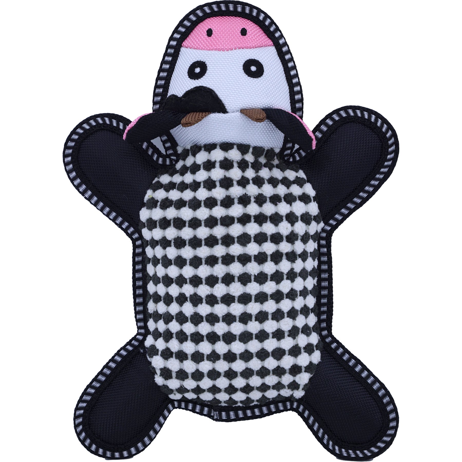 Indipets Tuff-Tex Cow Squeaky Plush Dog Toy, 10-in