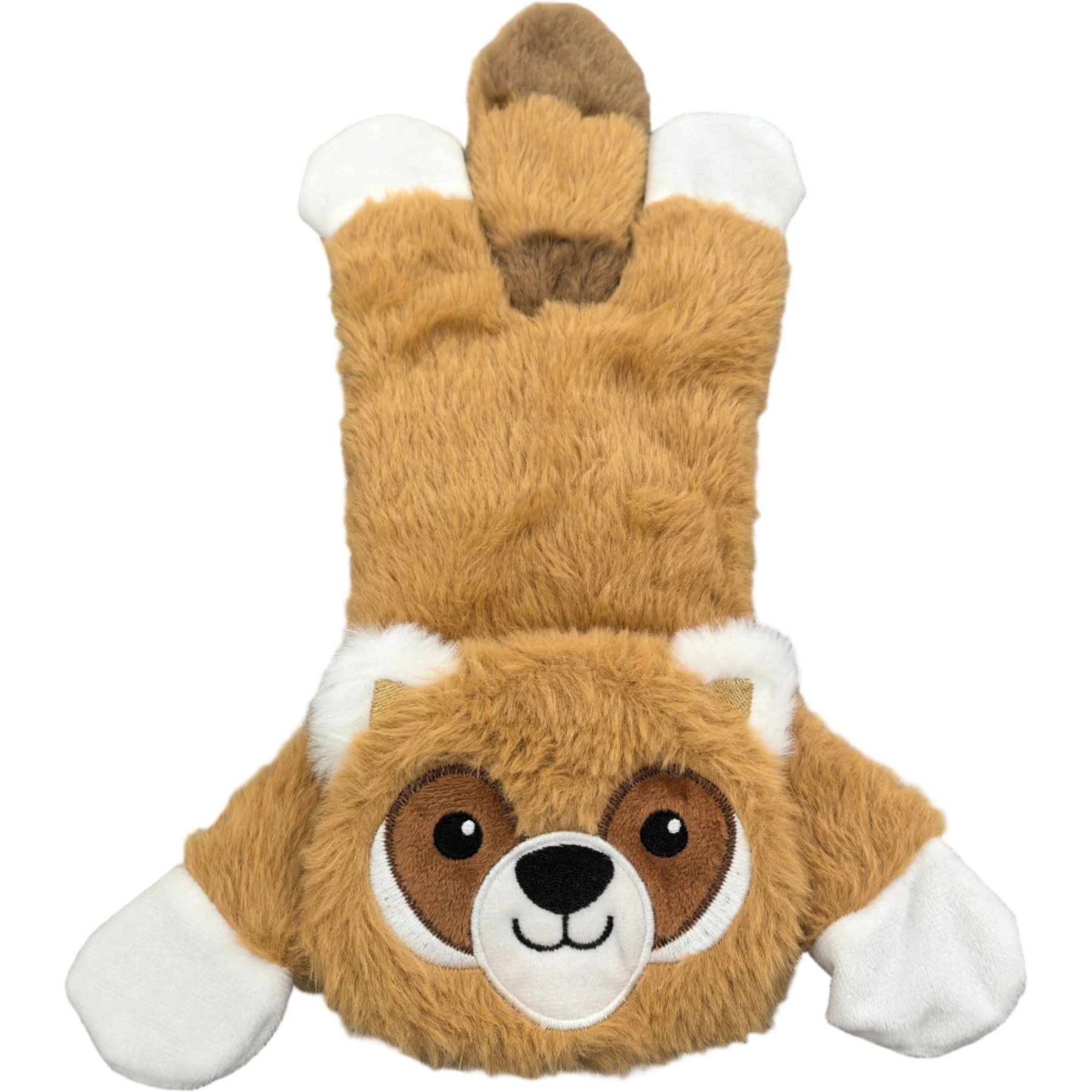 Indipets Flatties Fox Squeaky Plush Dog Toy, 12.3-in