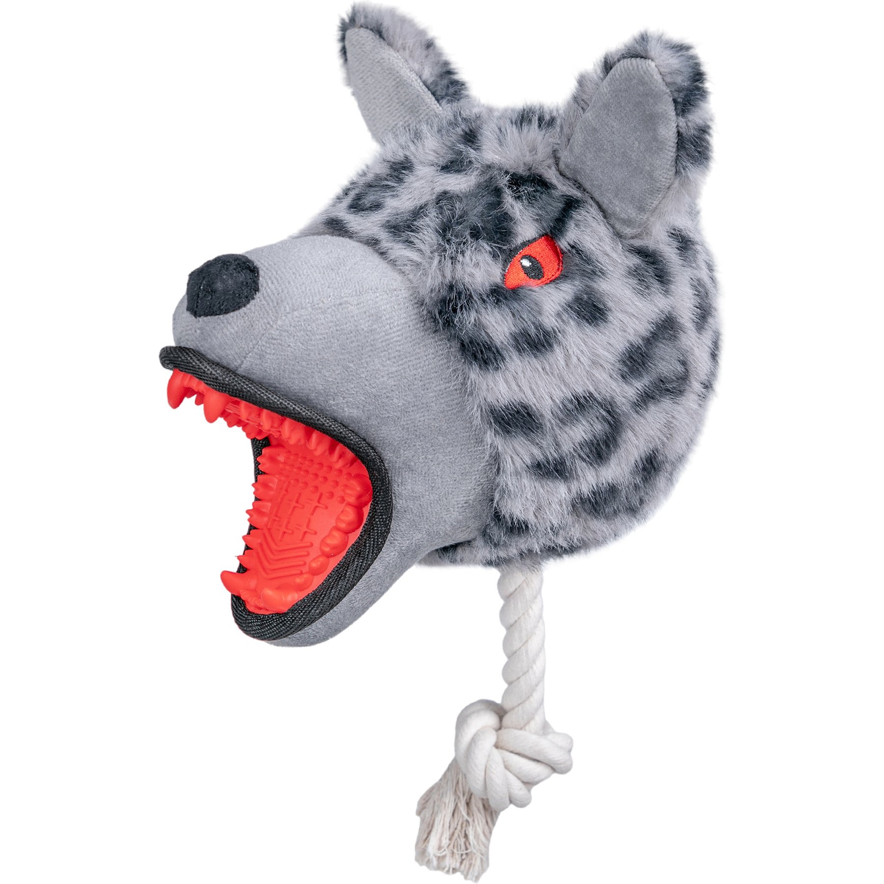 Indipets Angry Dog Snow Leopard Squeaky Plush Dog Toy, 11-in