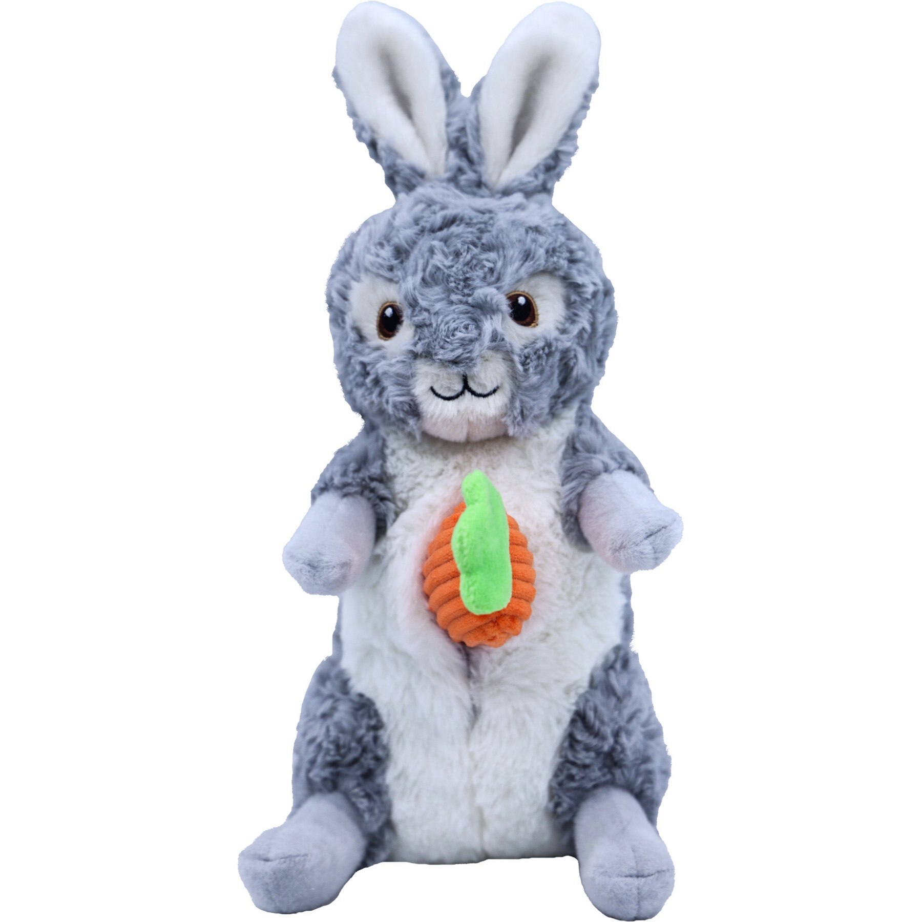 Indipets 2-in-1 Rabbit Squeaky Plush Dog Toy, 12-in