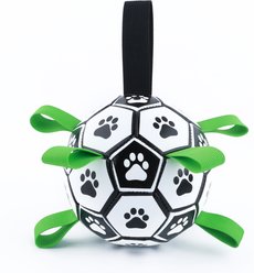 Indipets Deflated Soccer Ball with Straps & Pump Dog Toy, 5.9-in