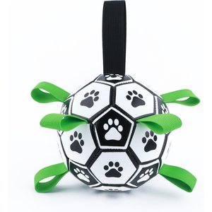 Indipets Deflated Soccer Ball with Straps & Pump Dog Toy, 5.9-in