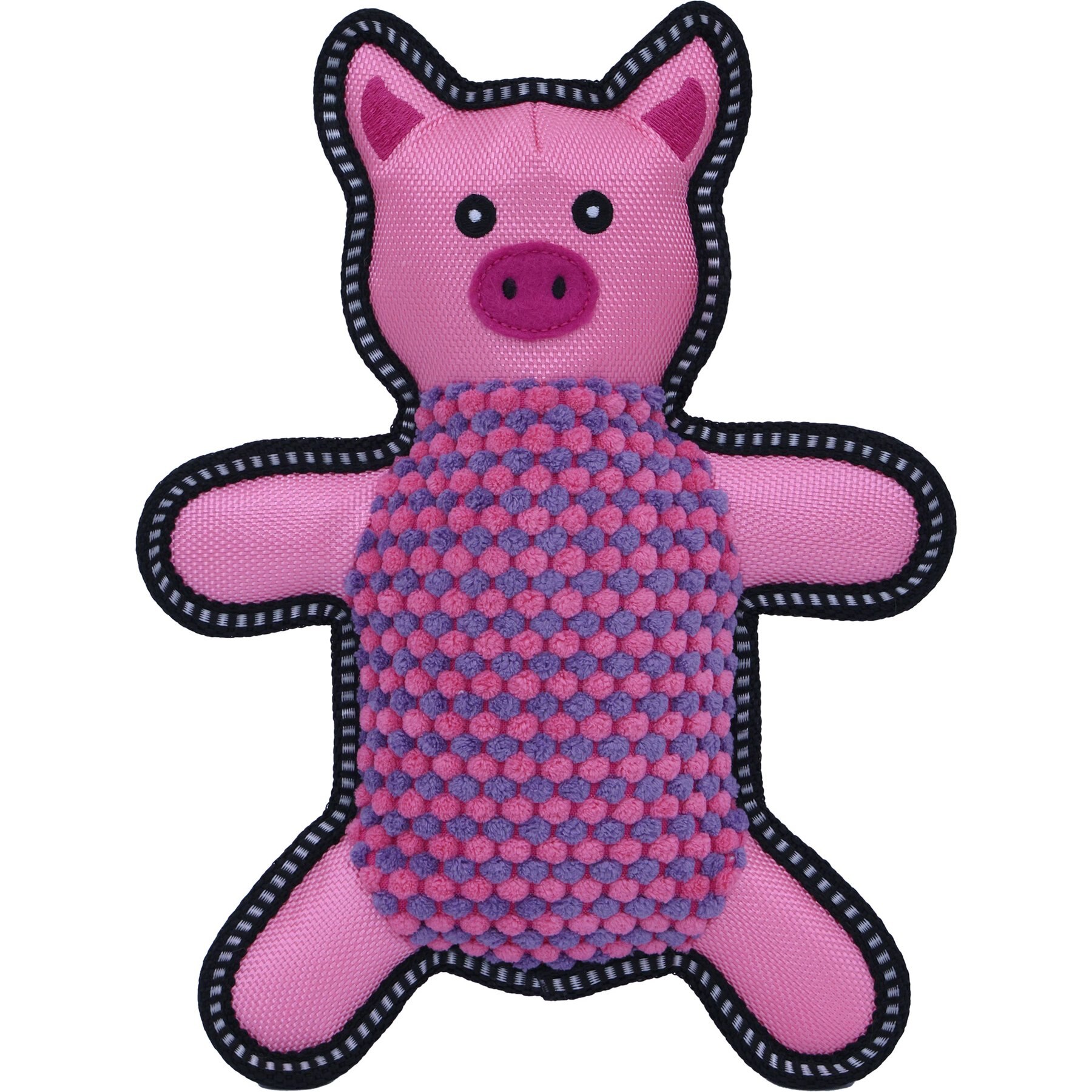 Indipets Tuff-Tex Pig Squeaky Plush Dog Toy, 10.5-in