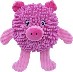 Indipets Mop Puff Pig Squeaky Plush Dog Toy, 10-in