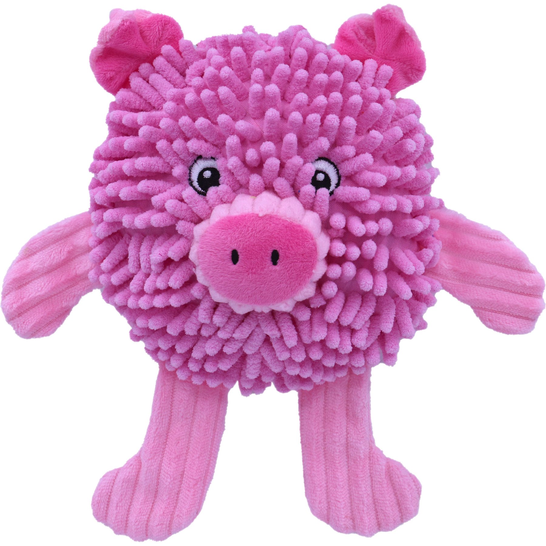Indipets Mop Puff Pig Squeaky Plush Dog Toy, 10-in