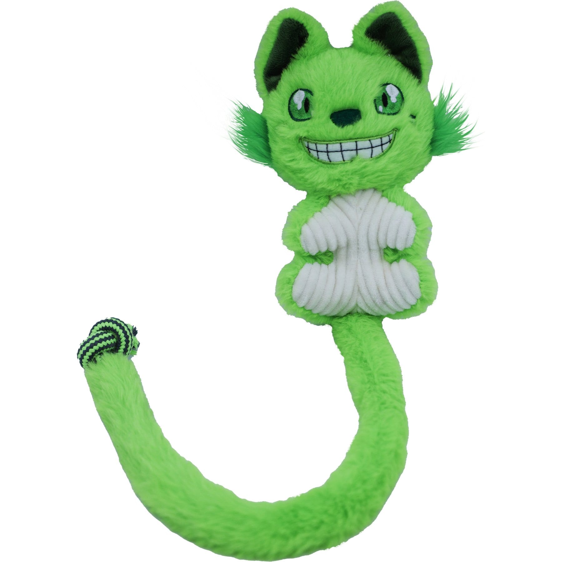 Indipets Green Monster Squeaky Plush Dog Toy, 26-in
