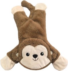Indipets Flatties Monkey Squeaky Plush Dog Toy, 12.3-in