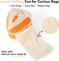 CHEWFFON Carrot Cake Slice Squeaky Enrichment Crinkle Puzzle Dog Plush Toy, Yellow slide 2 of 5