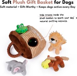 CHEWFFON Noah's Ark Interactive Hide & Seek Burrow Squeaky Crinkle Dog Plush Toy, Brown slide 2 of 6