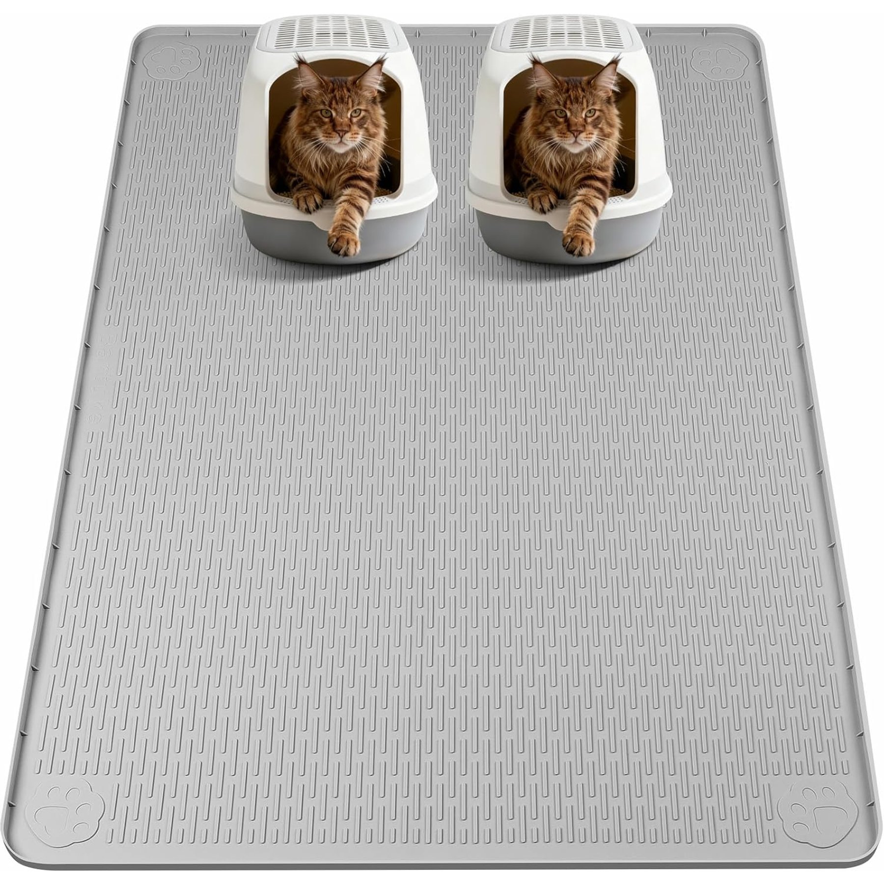 Bartuke Cat Litter Box Mat, Light Grey, 57 x 40-in