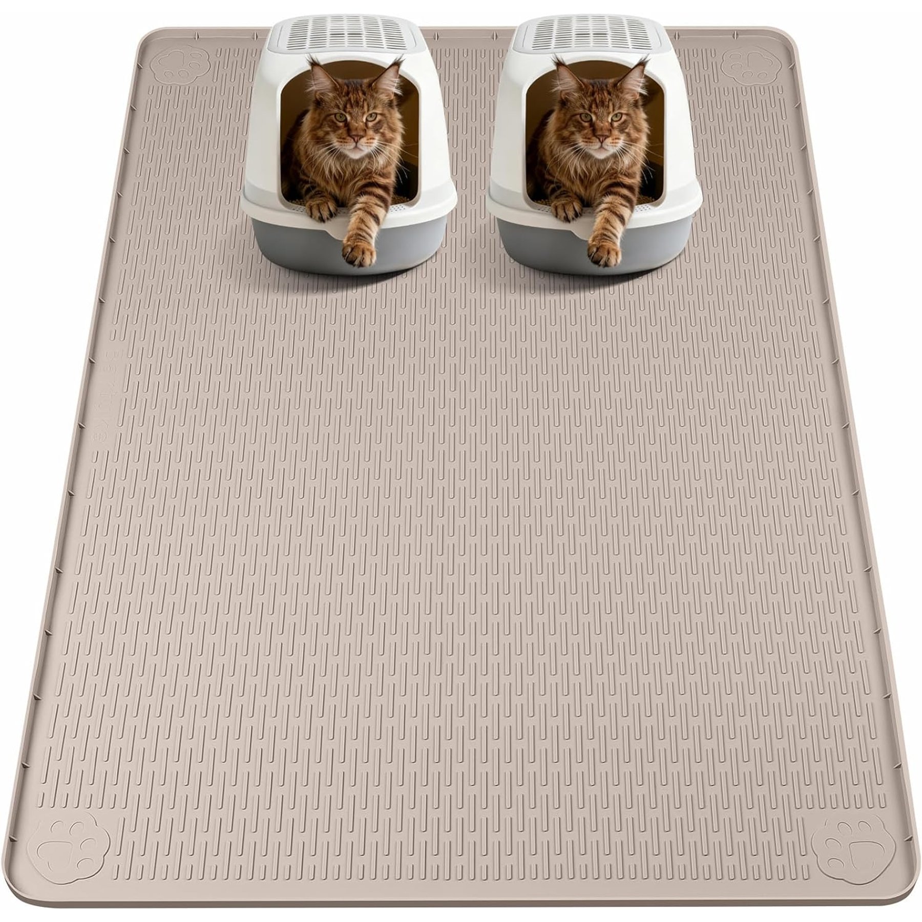 Bartuke Cat Litter Box Mat, Khaki, 57 x 40-in