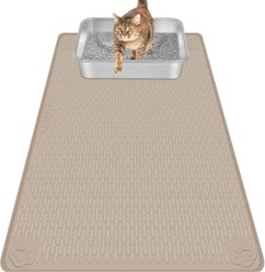 Bartuke Cat Litter Box Mat, Beige, 34 x 22-in
