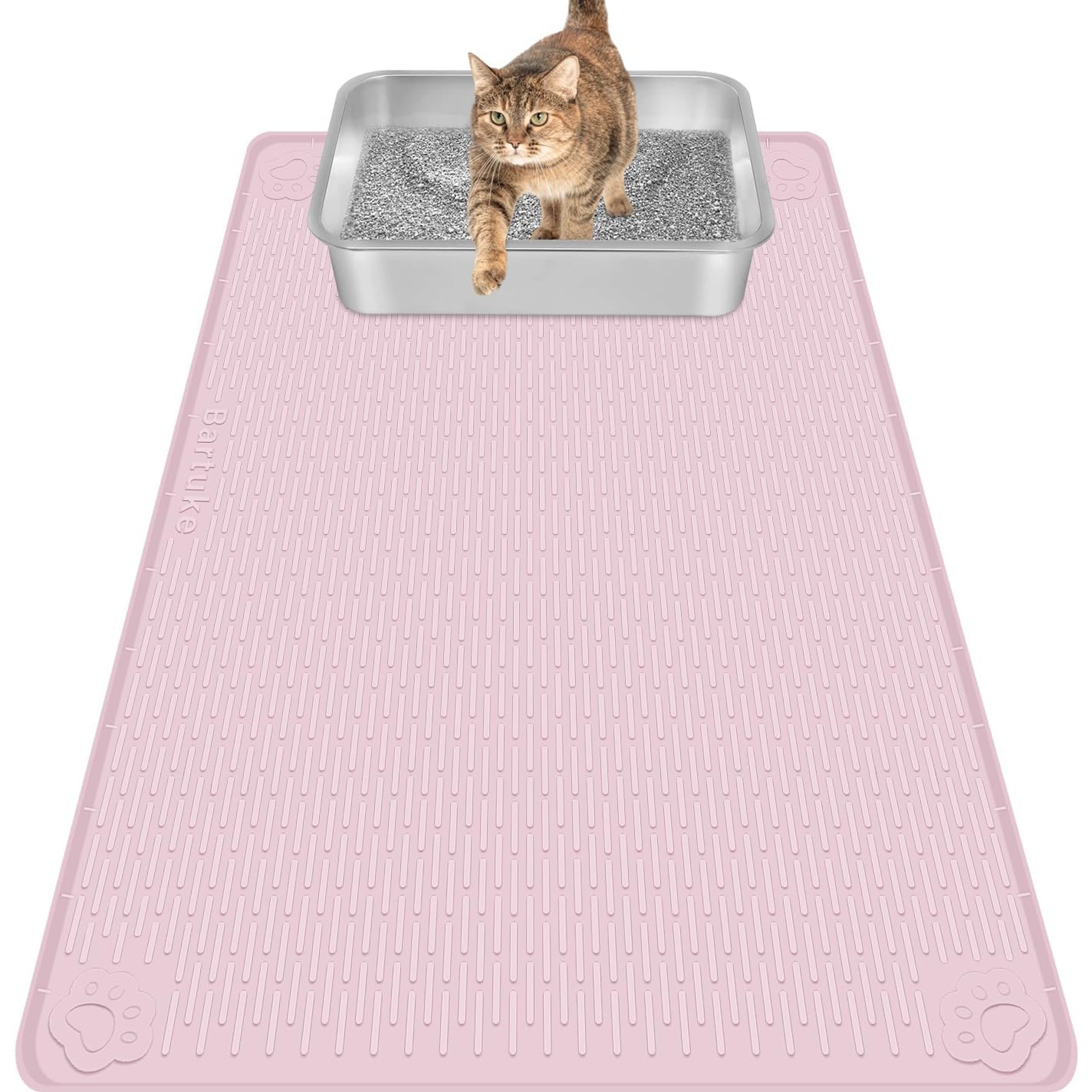 Bartuke Cat Litter Box Mat, Pink, 34 x 22-in