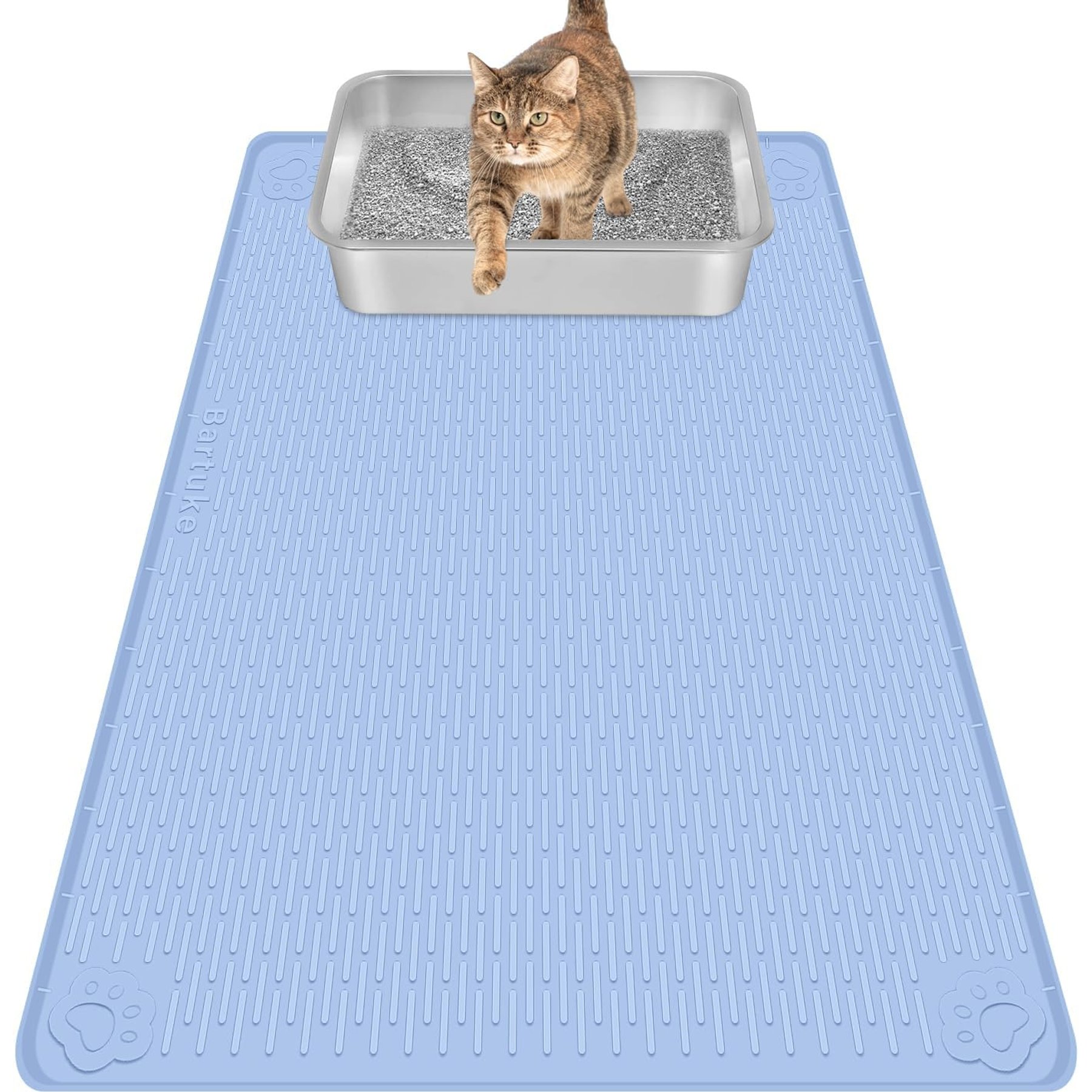 Bartuke Cat Litter Box Mat, Blue, 34 x 22-in