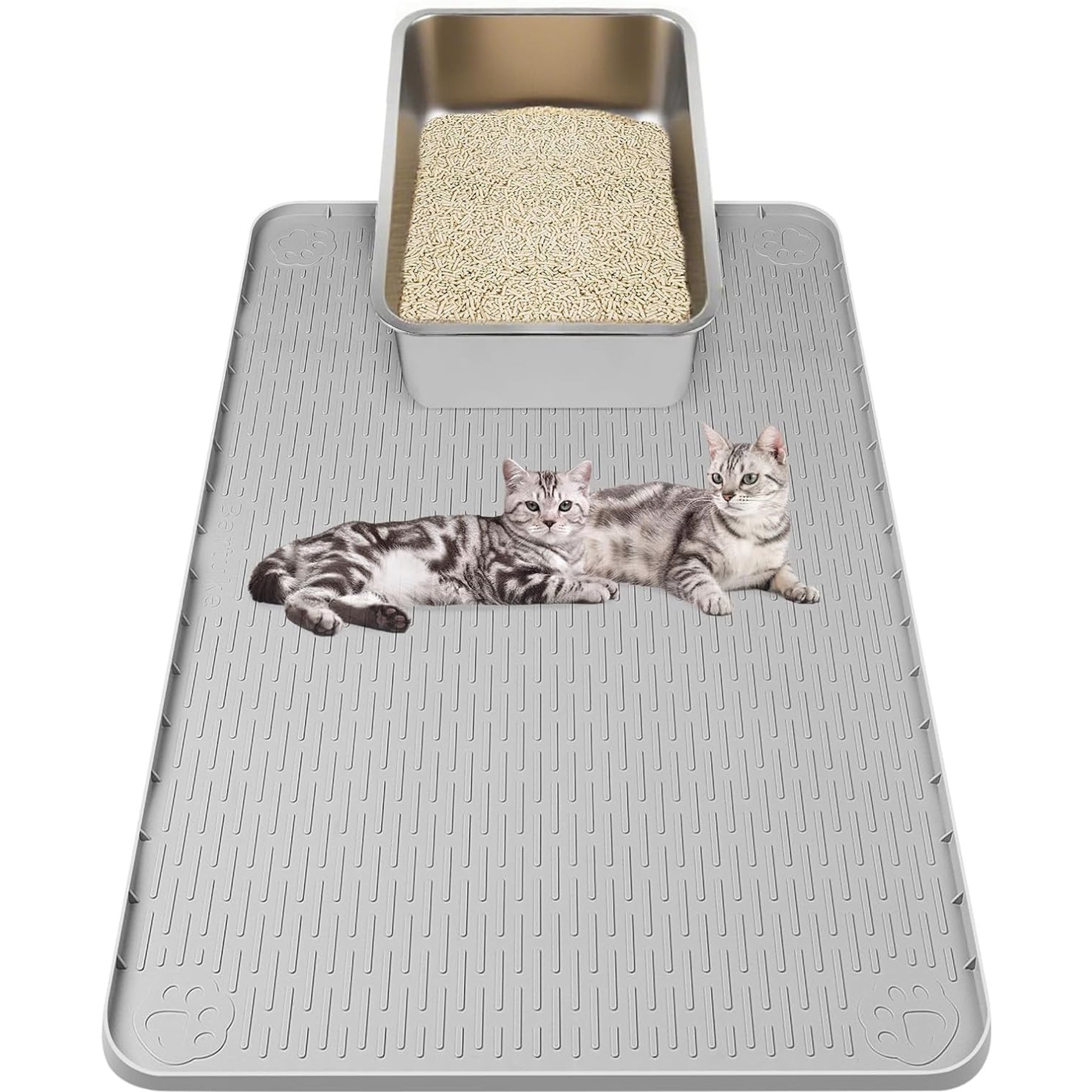 Bartuke Cat Litter Box Mat, Light Grey, 34 x 22-in