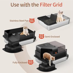 Bartuke Enclosed Cat Litter Box, Black, 28 x 20 x 18-in slide 2 of 9