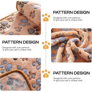 Luciphia Flannel Soft Fleece Paw Print Heated Small Dog & Cat Throw Blanket, 3 count, Paw, 23 x 16-in