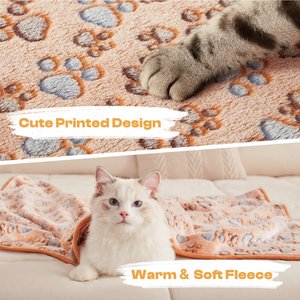 Luciphia Flannel Soft Fleece Paw Print Heated Small Dog & Cat Throw Blanket, 3 count, Paw, 23 x 16-in
