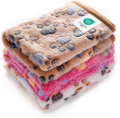 Luciphia Flannel Soft Fleece Paw Print Heated Small Dog & Cat Throw Blanket, 3 count, Paw, 23 x 16-in
