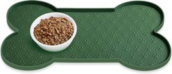Ptlom Silicone Waterproof Non-Slip Dog & Cat Placemat, Dark Green, 25.6 x 13-in