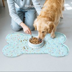 Ptlom Silicone Waterproof Non-Slip Dog & Cat Placemat, Blue Sprinkle, 25.6 x 13-in slide 2 of 9