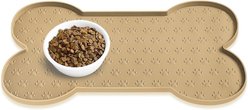 Ptlom Silicone Waterproof Non-Slip Dog & Cat Placemat, Khaki, 19.4 x 9.8-in