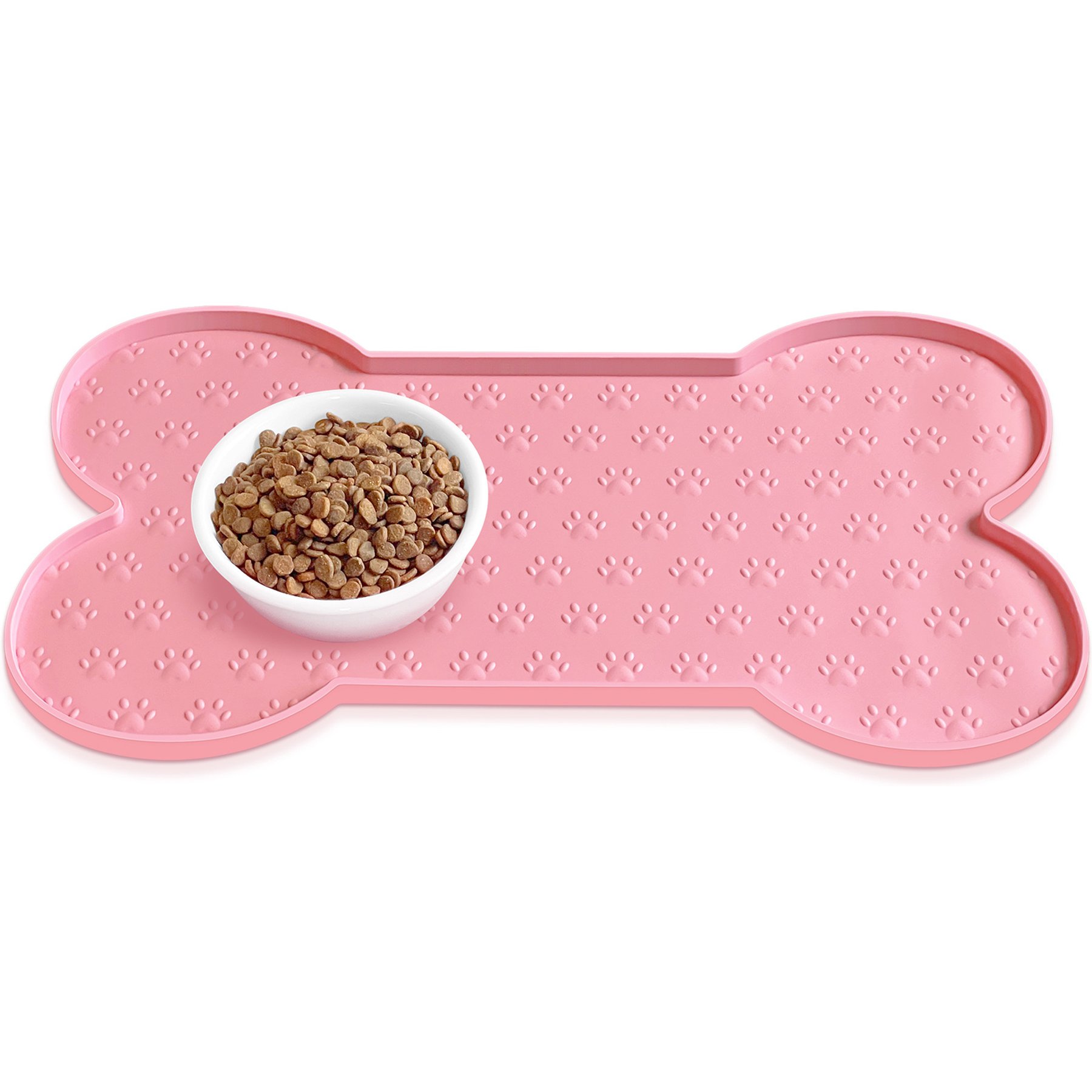 Ptlom Silicone Waterproof Non-Slip Dog & Cat Placemat, Pink, 31.8 x 16-in