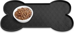 Ptlom Silicone Waterproof Non-Slip Dog & Cat Placemat, Black, 19.4 x 9.8-in