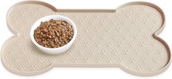 Ptlom Silicone Waterproof Non-Slip Dog & Cat Placemat, Beige, 19.4 x 9.8-in