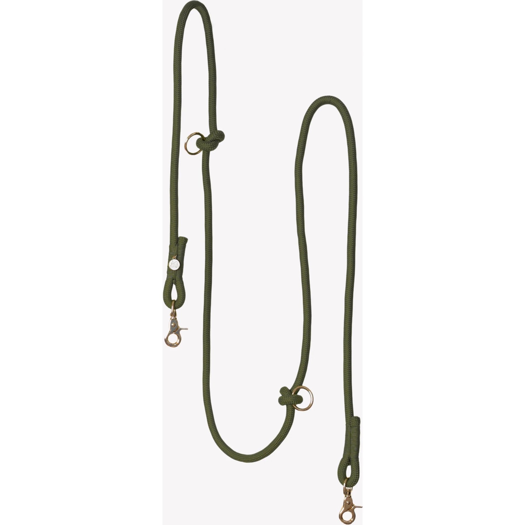 Furlou Hands Free Braided Dog Leash, Moss Green, 8-ft long, 0.5-in wide