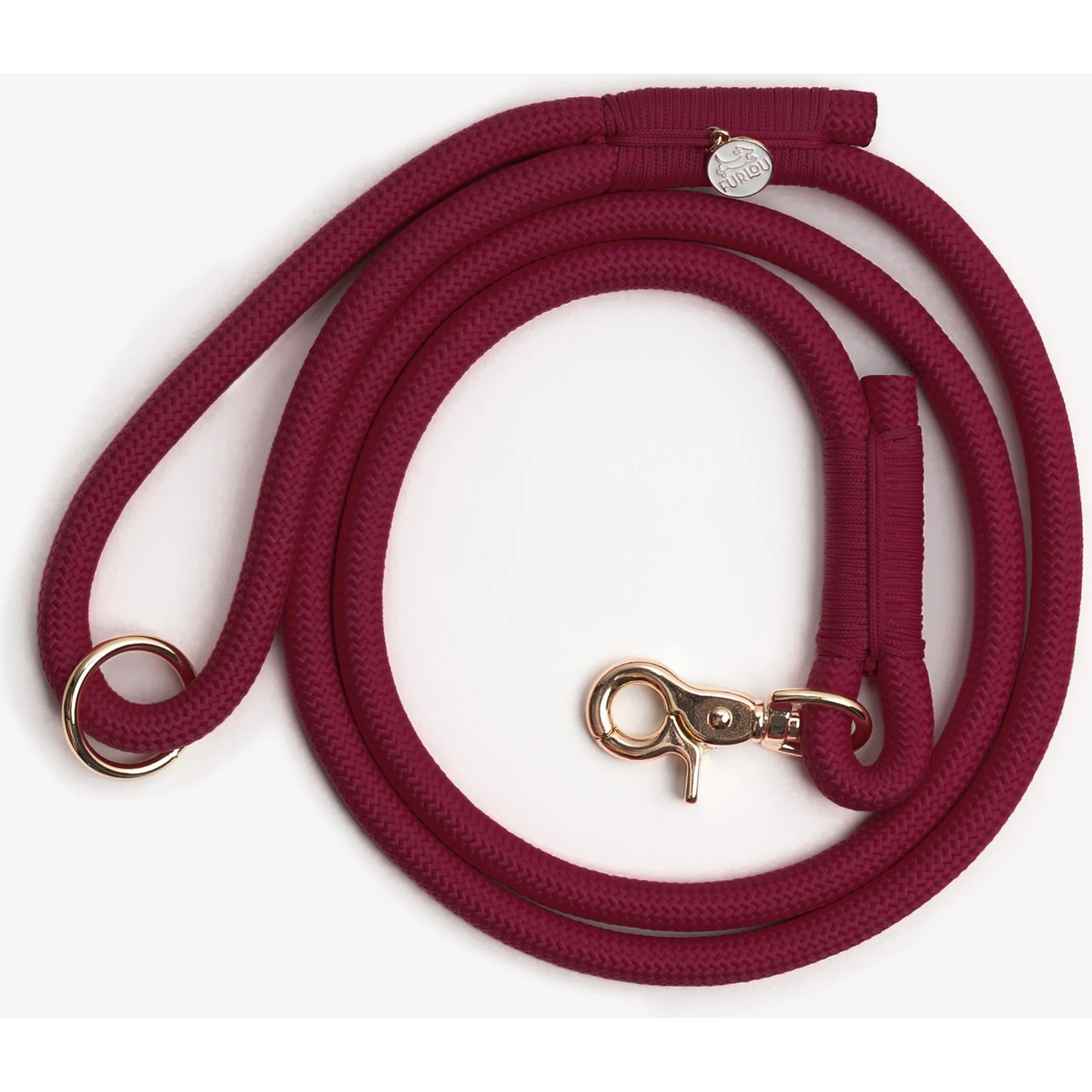 Furlou Braided Rope Dog Leash, Bordeaux, 5-ft long, 0.5-in wide