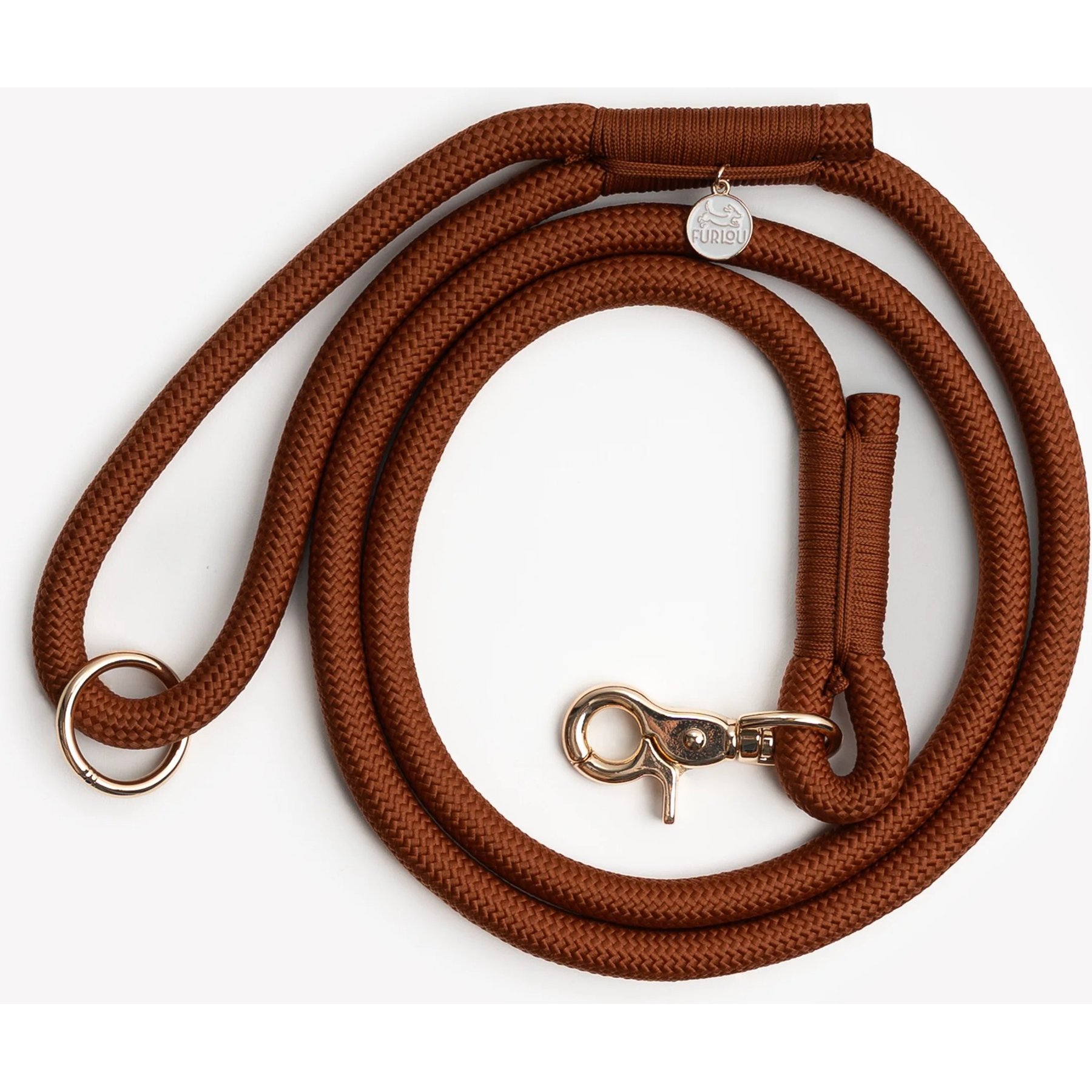 Furlou Braided Rope Dog Leash, Clay, 5-ft long, 0.5-in wide