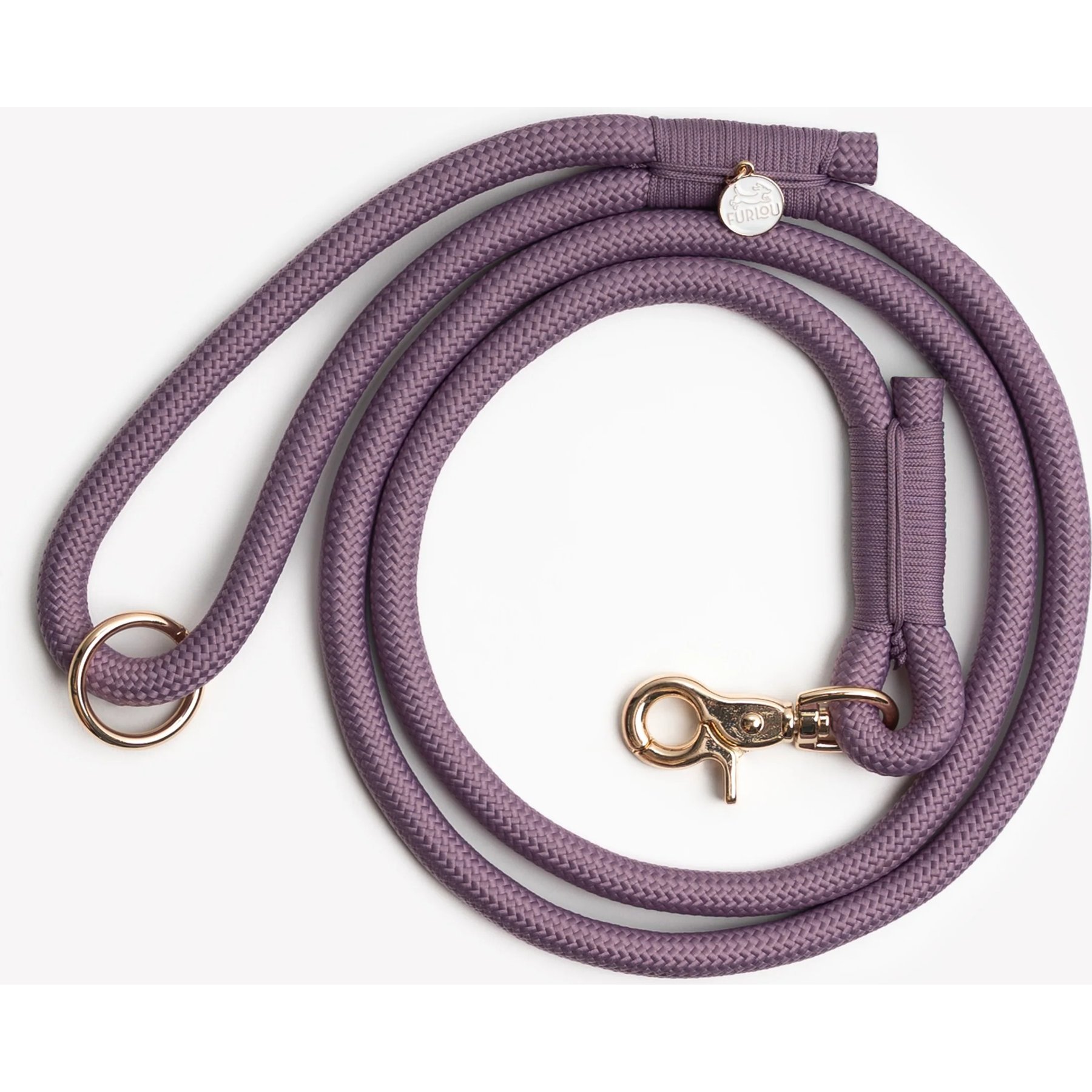 Furlou Braided Rope Dog Leash, Lilac, 5-ft long, 0.5-in wide