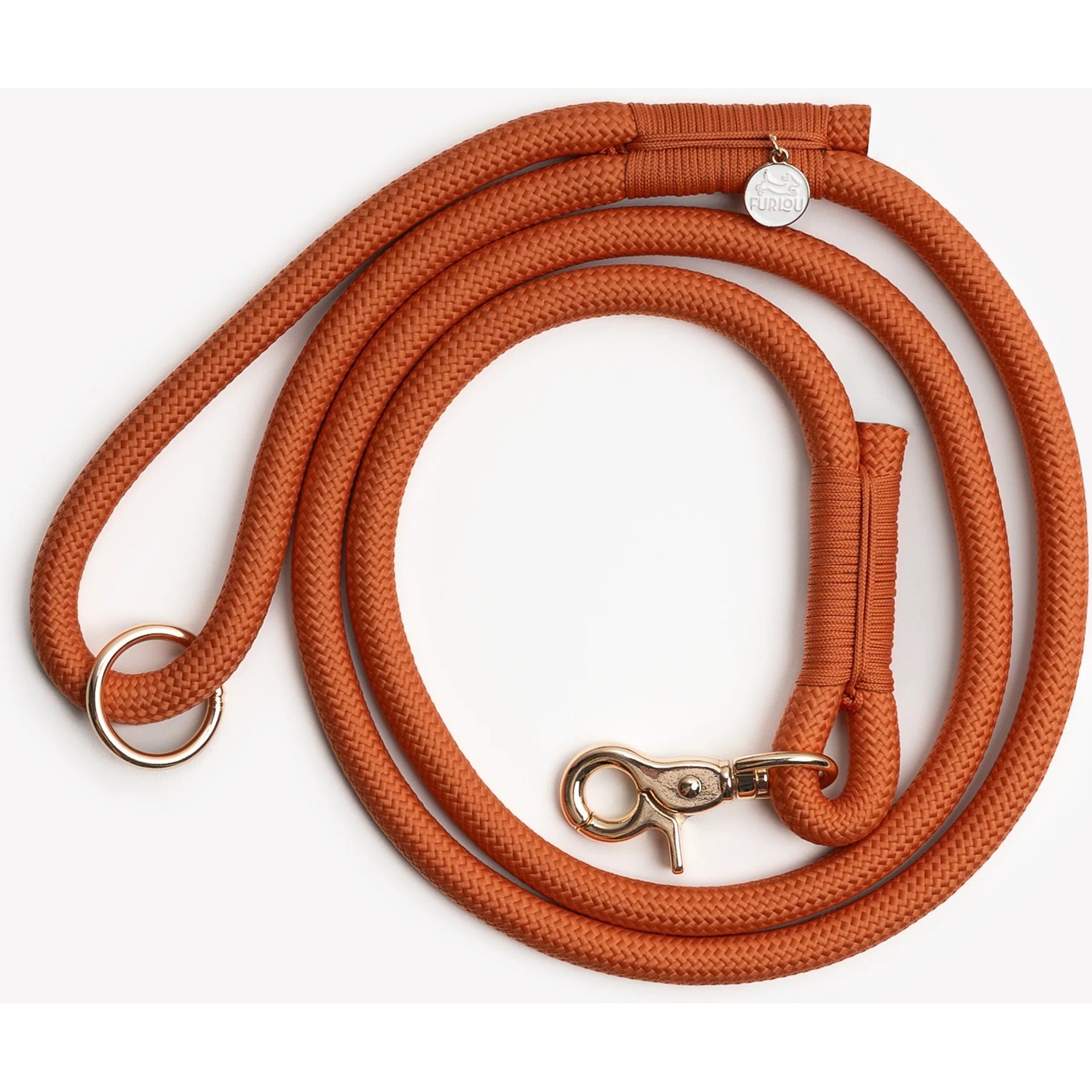 Furlou Braided Rope Dog Leash, Terracotta, 5-ft long, 0.5-in wide