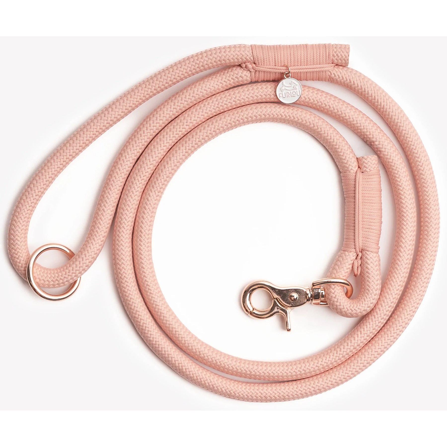 Furlou Braided Rope Dog Leash, Powder Rose, 5-ft long, 0.5-in wide