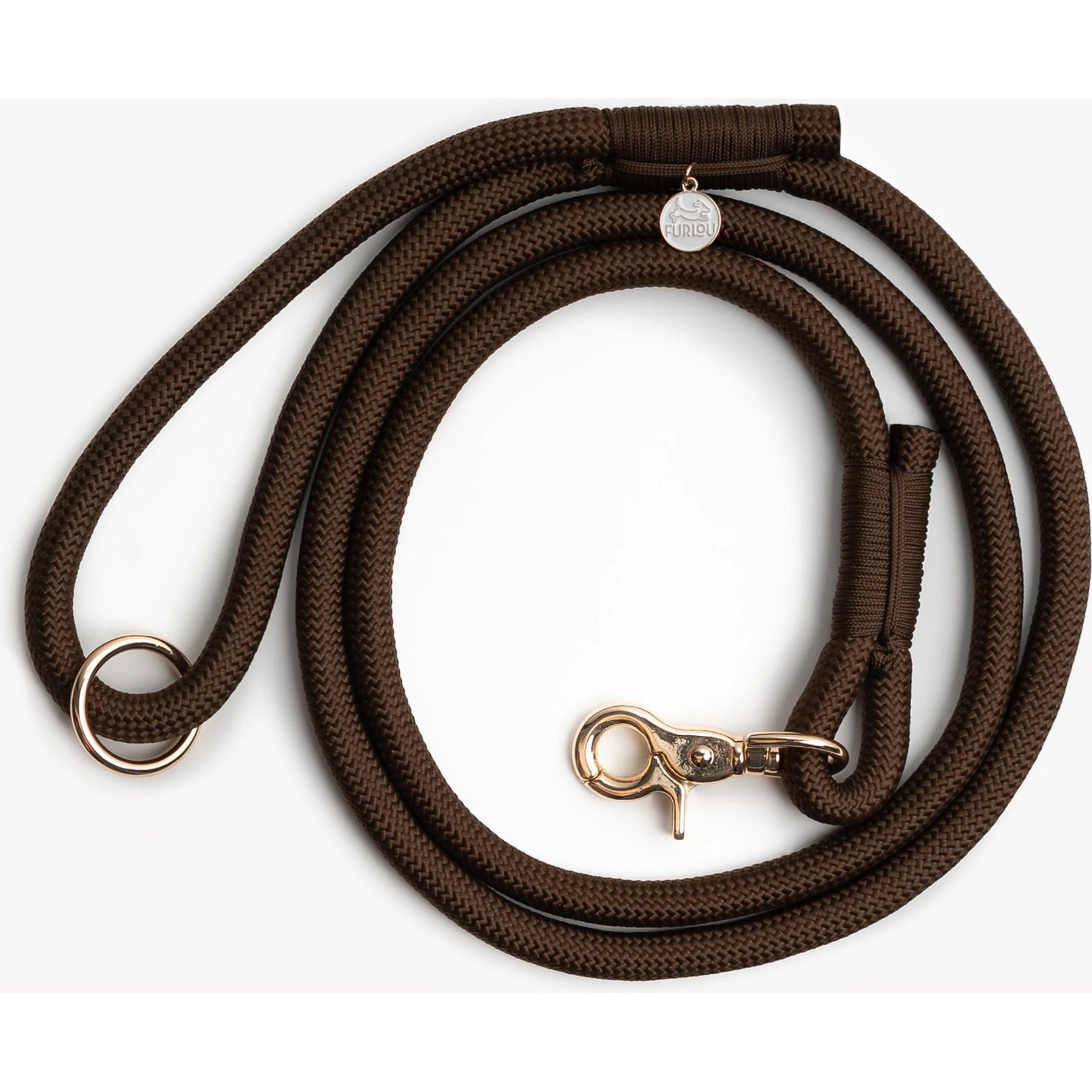 Furlou Braided Rope Dog Leash, Brown, 5-ft long, 0.5-in wide