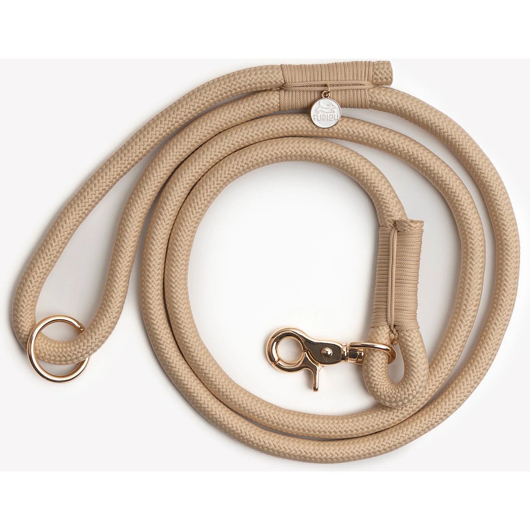 Furlou Braided Rope Dog Leash, Tan, 5-ft long, 0.5-in wide