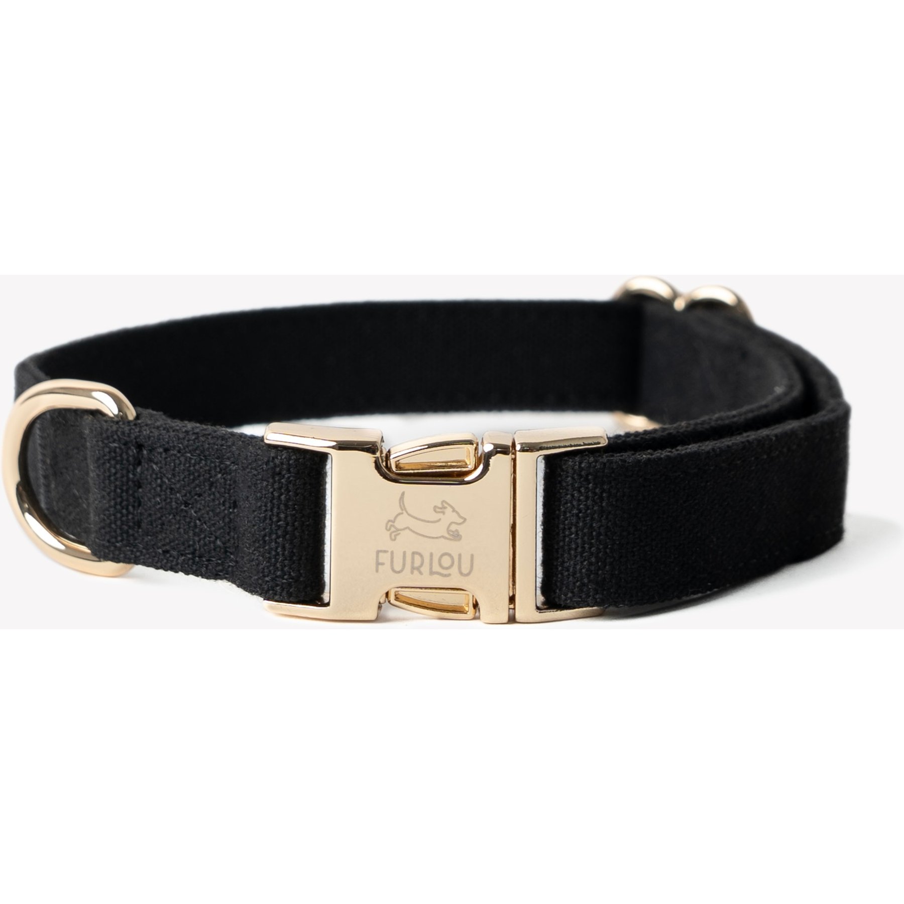 Furlou Canvas Dog Collar, Black, Medium: 13 to 20-in neck, 3/4-in wide