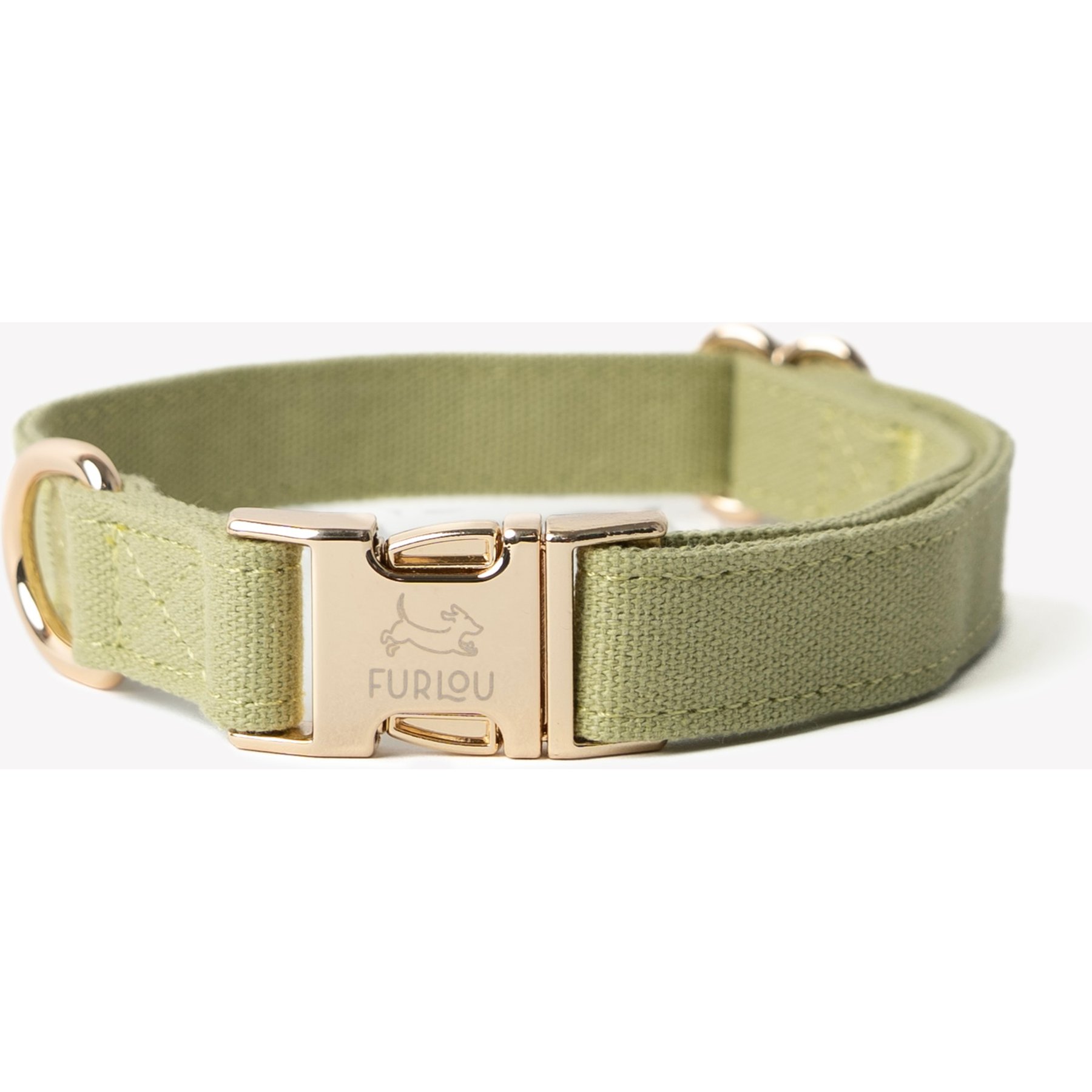 Furlou Canvas Dog Collar, Green, Large: 15 to 24-in neck, 1-in wide