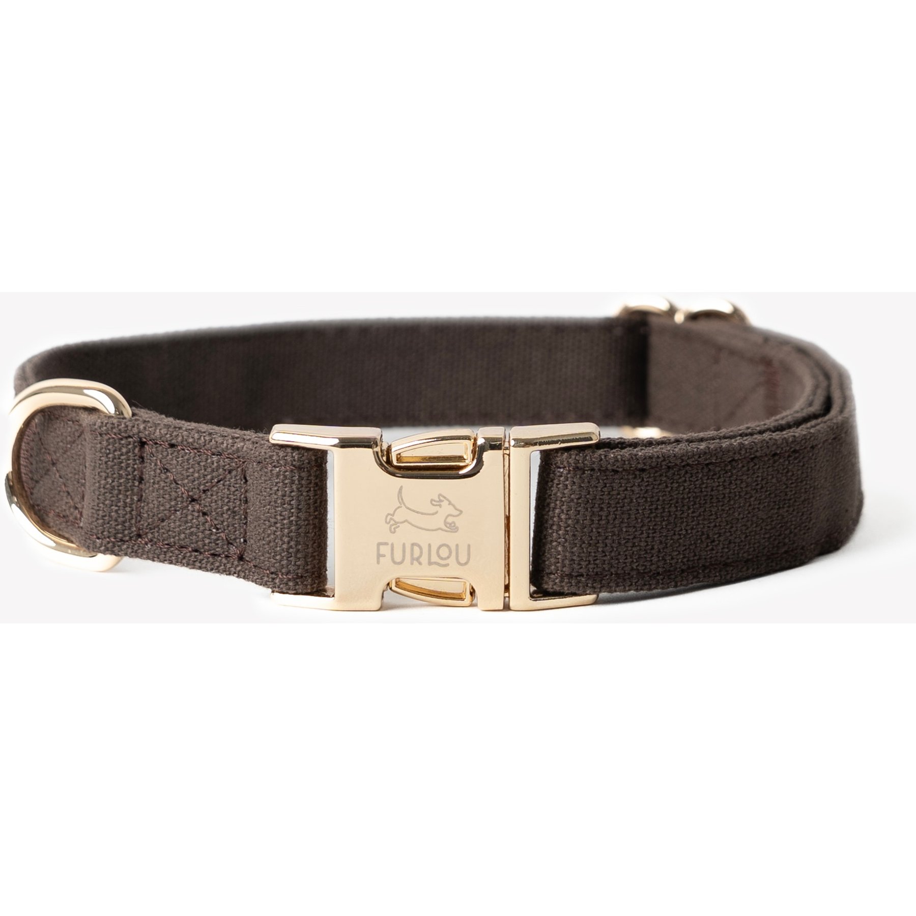 Furlou Canvas Dog Collar, Brown, Medium: 13 to 20-in neck, 3/4-in wide