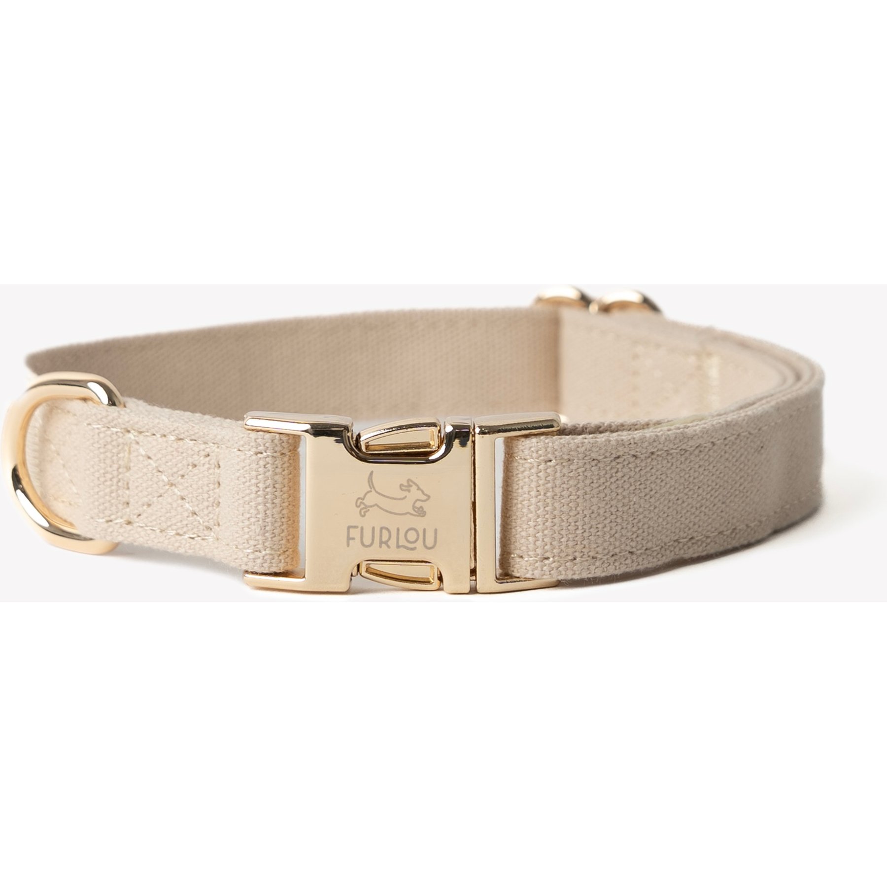 Furlou Canvas Dog Collar, Tan, Small: 9 to 14-in neck, 5/8-in wide