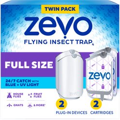 Zevo Flying Insect Trap Full Size Plug In Pest Control Device with Refill Cartridge, 2 count