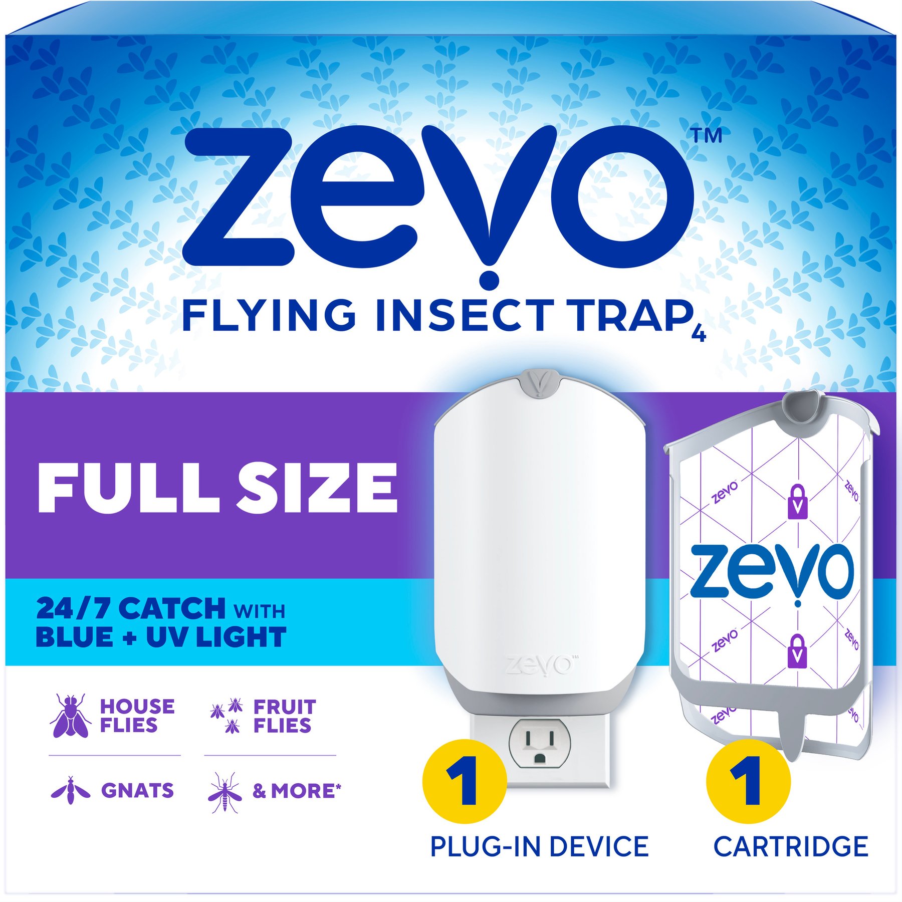 Zevo Flying Insect Trap Full Size Plug In Pest Control Device with Refill Cartridge, 1 count