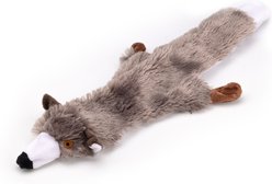Dogline Crinkle Raccoon Squeaky Plush Dog Toy, Gray, 11-in