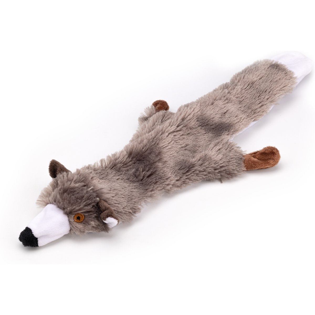 Dogline Crinkle Raccoon Squeaky Plush Dog Toy, Gray, 11-in