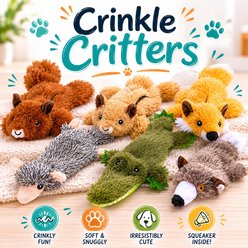Dogline Crinkle Fox Squeaky Plush Dog Toy, Yellow, 11-in slide 2 of 3