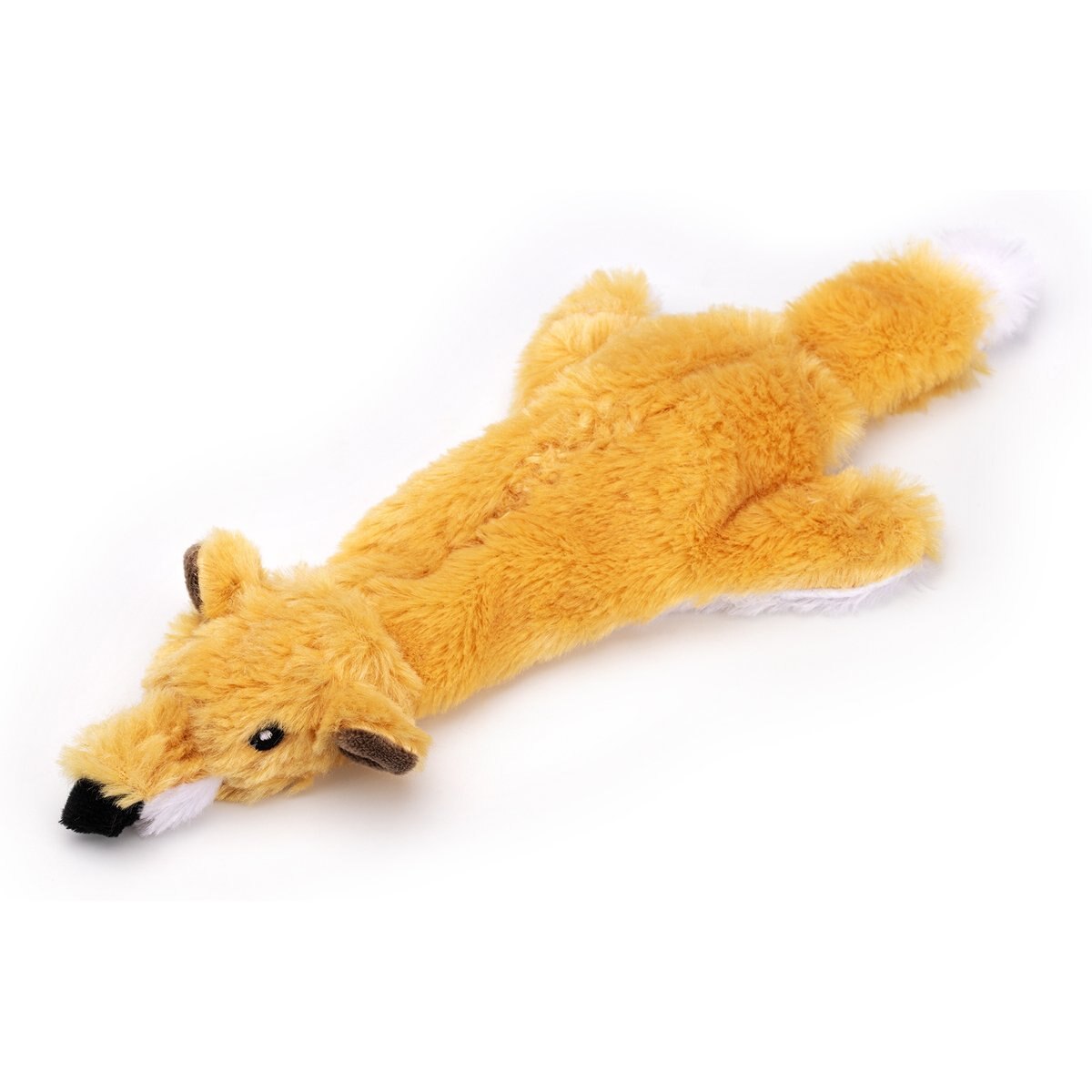 Dogline Crinkle Fox Squeaky Plush Dog Toy, Yellow, 11-in