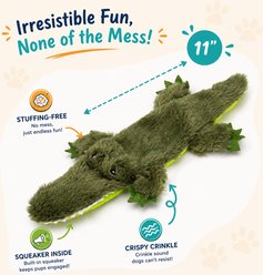Dogline Crinkle Crocodile Squeaky Plush Dog Toy, Green, 11-in slide 2 of 3