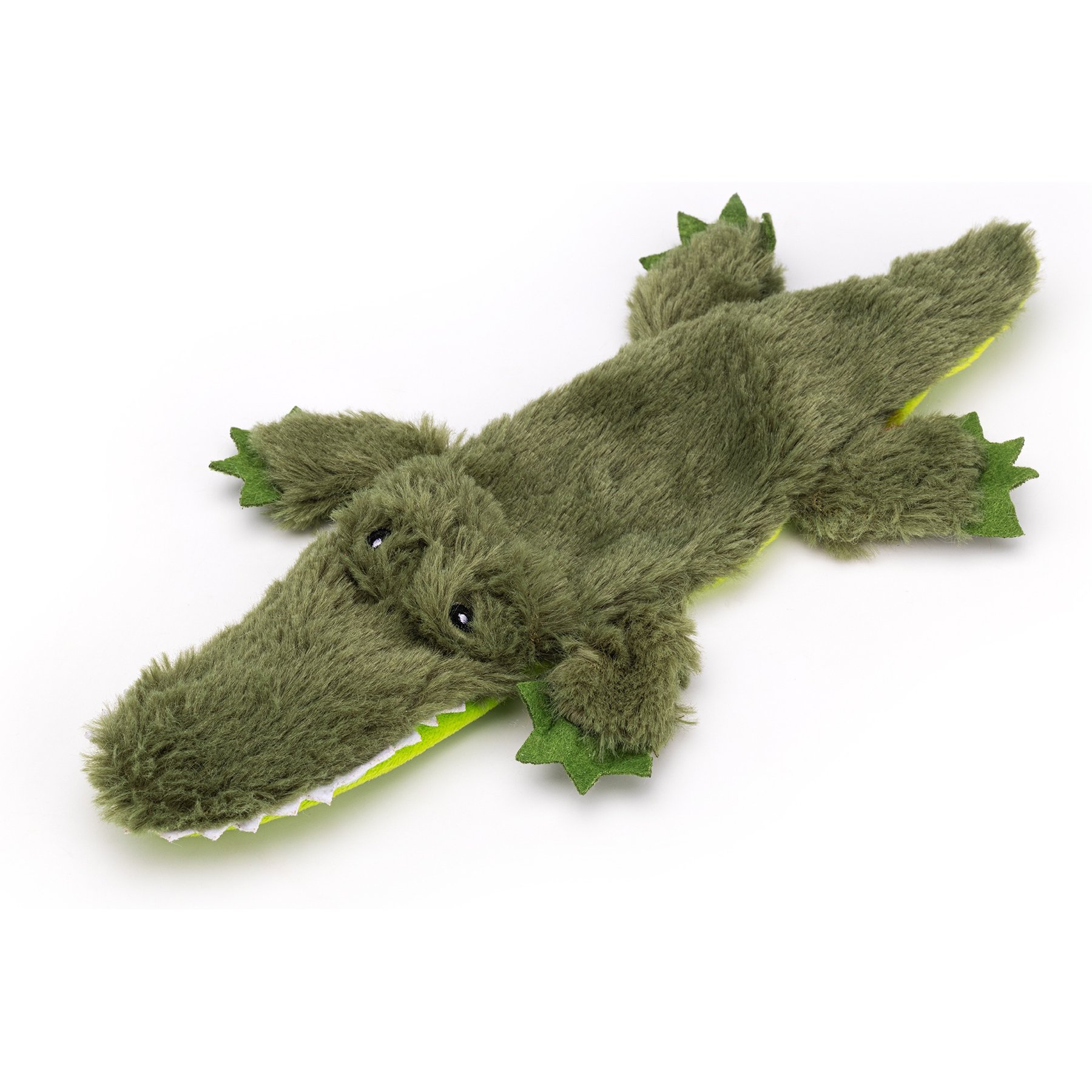 Dogline Crinkle Crocodile Squeaky Plush Dog Toy, Green, 11-in